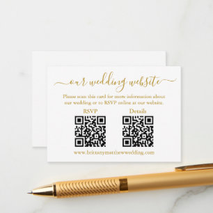 Cartão De Informações Detalhes de RSVP de Casamento de 2 QR minimalista