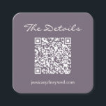 Cartão De Informações Detalhes de RSVP de Casamento de Script Código QR<br><div class="desc">Simples Script de Detalhes de Casamento Cartão de Gabinete de Código QR em Púrpura Escuro Dusta</div>