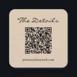 Cartão De Informações Detalhes de RSVP de Casamento de Script Simples -<br><div class="desc">Simples Script Wedding RSVP Detalhes do RSVP Cartão de Gabinete de Código QR em bege</div>