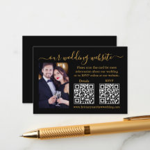 Detalhes de RSVP de Casamento Foto 2 QR Dourado Pr