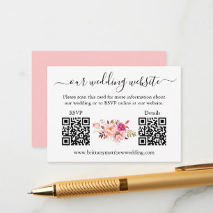 Cartão De Informações Detalhes de RSVP de RSVP de QR do Blush Cor-de-Cor