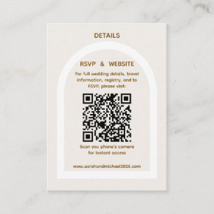 Cartão De Informações Detalhes de RSVP do Código QR com Arco Moderno e B