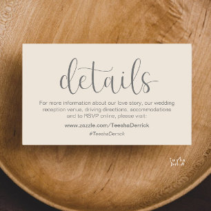 Cartão De Informações Detalhes de RSVP do Site de Casamento Minimalista