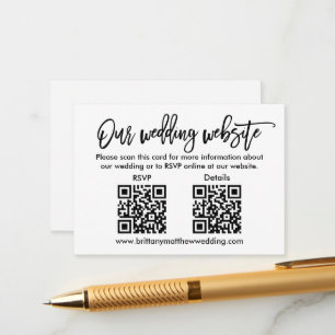 Cartão De Informações Detalhes de RSVP QR do Casamento com Moderna Letra