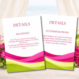 Cartão De Informações Detalhes de um Casamento Moderno em Fuchsia e Verd