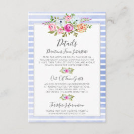 Cartão De Informações Detalhes / Direções da Aquarela do Marinho Floral 