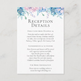 Cartão De Informações Detalhes/Direções da Recepção Floral de Cores Aquá