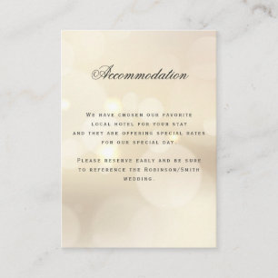 Cartão De Informações Detalhes do Alojamento de Casamento Dourado de Lux