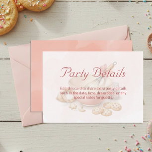 Cartão De Informações Detalhes do Aniversário Festa de Bolos Rosa