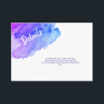 Cartão De Informações Detalhes do Bar Mitzvah Azul Púrpura da Aquarela<br><div class="desc">Azul-roxa-aquarela</div>