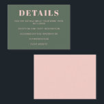 Cartão De Informações Detalhes do Bat Mitzvah, Cor-de-Rosa e Verde, com<br><div class="desc">Placa do receptáculo de detalhes do Bat Mitzvah,  moderno e moderno minimalista,  cor-de-rosa e verde floresta</div>