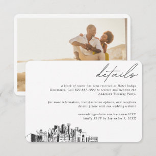 Cartão De Informações Detalhes do Bloco da Sala do Hotel Dallas Wedding