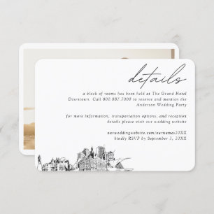 Cartão De Informações Detalhes do Bloco da Sala do Hotel Milwaukee Weddi