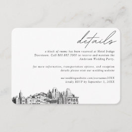 Cartão De Informações Detalhes do Bloco de Quartos de Hotel para Casamen