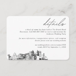 Cartão De Informações Detalhes do Bloco de Quartos do Hotel para Casamen