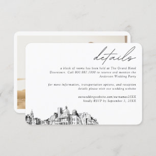 Cartão De Informações Detalhes do Bloco do Hotel Boston Wedding