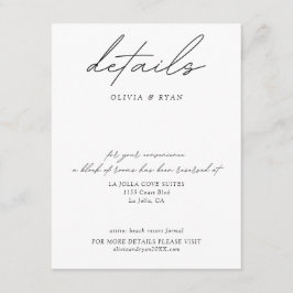 Cartão De Informações Detalhes do Bloco do Hotel Casamento Minimalista