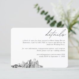 Cartão De Informações Detalhes do Bloco do Hotel Detroit Wedding