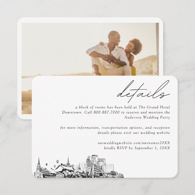 Cartão De Informações Detalhes do Bloco do Hotel Louisville Wedding Room (Frente/Verso)