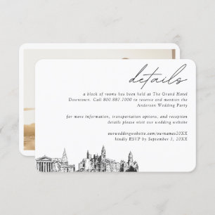 Cartão De Informações Detalhes do Bloco do Hotel Philadelphia Wedding