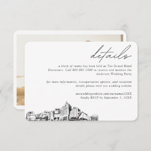 Cartão De Informações Detalhes do Bloco do Hotel San Jose CA Wedding