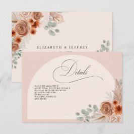 Cartão De Informações Detalhes do Boho Terracotta Pampas da Caligrafia R