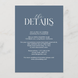 Cartão De Informações Detalhes do Buquê Floral Azul Marinho e Rosa Bege