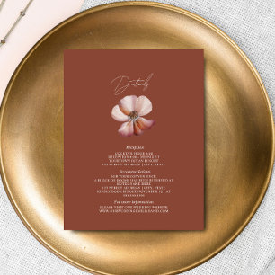 Cartão De Informações Detalhes do Casamento Anemone Dark Terracotta