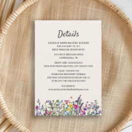 Cartão De Informações Detalhes do Casamento Aquarela Flores Silvestres E
