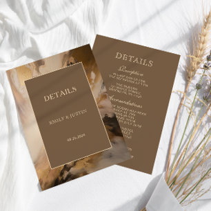 Cartão De Informações Detalhes do Casamento Artístico de Chocolate Doura