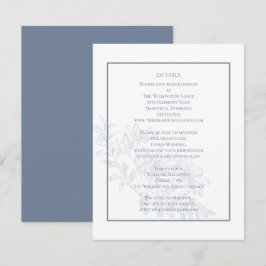Cartão De Informações Detalhes do Casamento Azul com Derrame Floral Mode