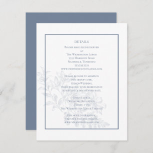 Cartão De Informações Detalhes do Casamento Azul com Derrame Floral Mode