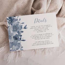 Cartão De Informações Detalhes do Casamento Azul com Dusta Floral de Águ