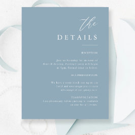 Cartão De Informações Detalhes do Casamento Azul com Dusty Calliografia 