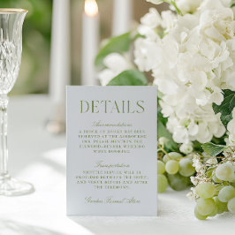 Cartão De Informações Detalhes do Casamento Azul da Sage Green & Sky