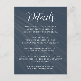 Cartão De Informações Detalhes do Casamento Azul do Marinho de Script Si