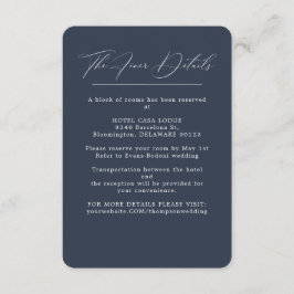 Cartão De Informações Detalhes do Casamento Azul do Marinho Elegante