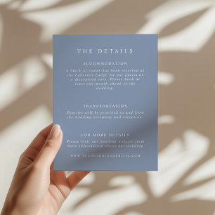 Cartão De Informações Detalhes do Casamento Azul Dusty