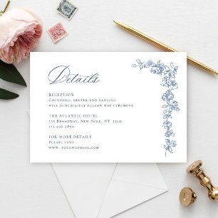 Cartão De Informações Detalhes do Casamento Azul Dusty do Ornamentado do