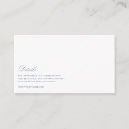 Cartão De Informações Detalhes do Casamento Azul e Branco com Script Ele