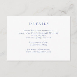 Cartão De Informações Detalhes do Casamento Azul e Branco Minimalista Cl