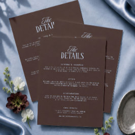 Cartão De Informações Detalhes do Casamento Azul e Marrom