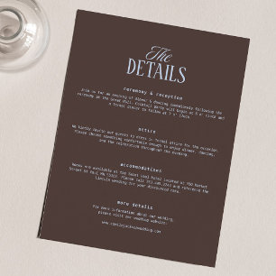 Cartão De Informações Detalhes do Casamento Azul e Marrom