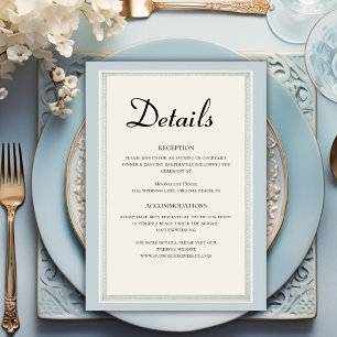 Cartão De Informações Detalhes do Casamento Azul em Torre Eiffel em Pari