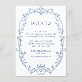 Cartão De Informações Detalhes do Casamento Azul Floral de Grace Ornamen