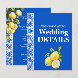Cartão De Informações 💙🍋 Detalhes do Casamento Azul & Limone Romance