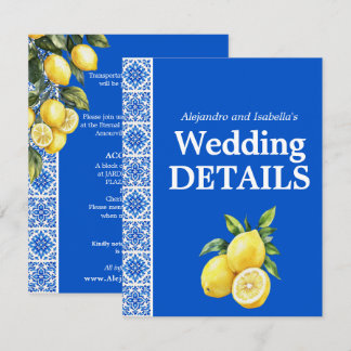 Cartão De Informações 💙🍋 Detalhes do Casamento Azul & Limone Romance