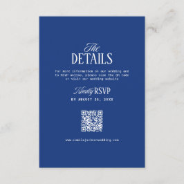 Cartão De Informações Detalhes do Casamento Azul Marinho 