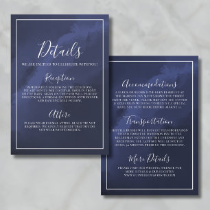 Cartão De Informações Detalhes do Casamento Azul Marinho