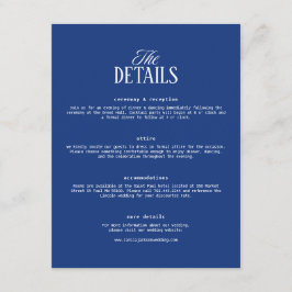 Cartão De Informações Detalhes do Casamento Azul Marinho 